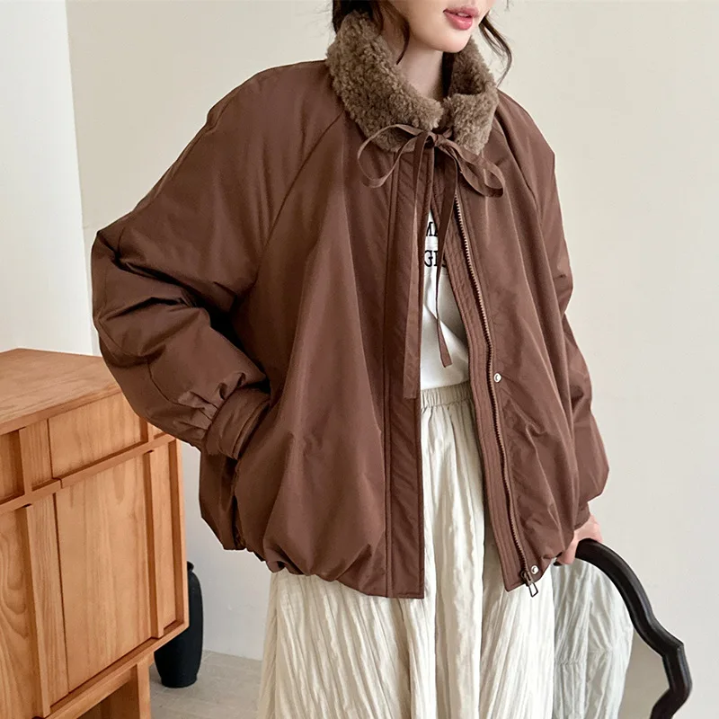 Winter New Women's Down Jacket Loose Lamb Wool Commuter Jacket