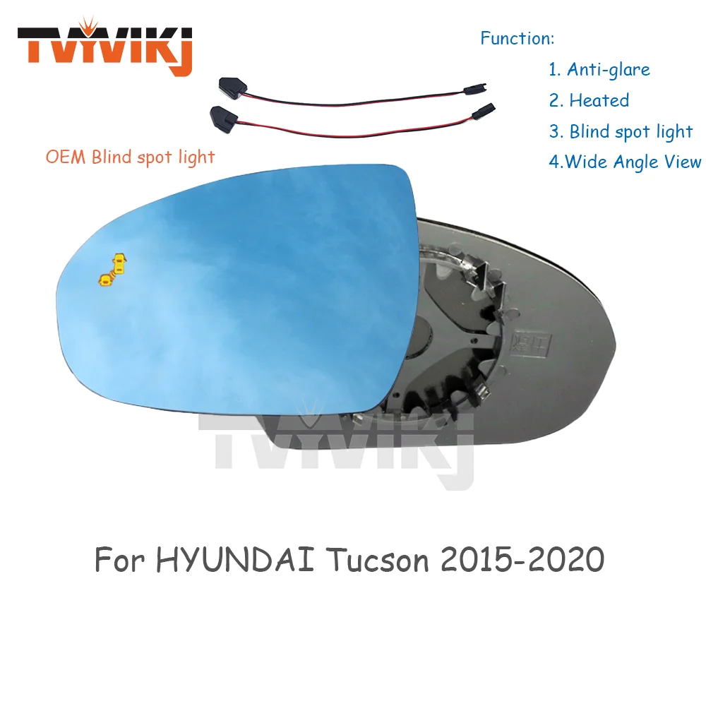 

TVYVIKJ Side Rearview Mirror Blue Glass Lens Blind spot light For HYUNDAI Tucson 2015-2020 Anti glare car mirrors