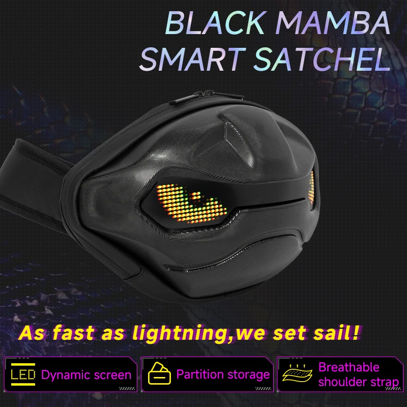 Rider Satchel LED Screen Display APP Control Riding Drop Leg Side Bag Waterproof Dynamic Screen Shoulder Bags Motorcycle Wallet