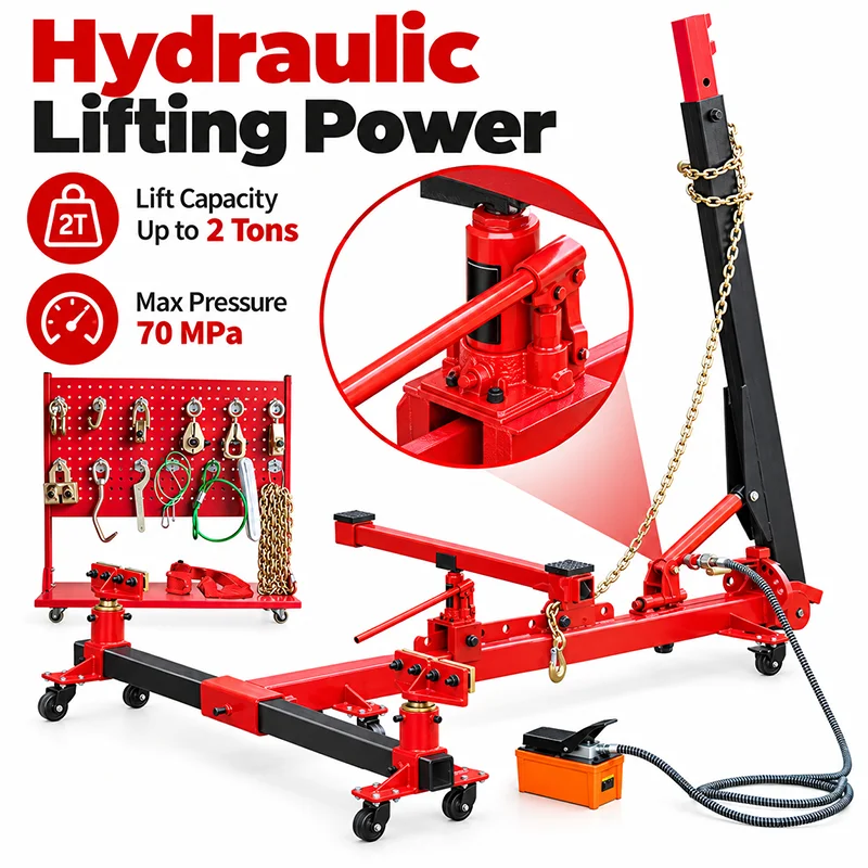 Portable Auto Body Frame Straightener, Hydraulic Pulling Tower, Car Chassis Collision Repair Machine with Tool Cart