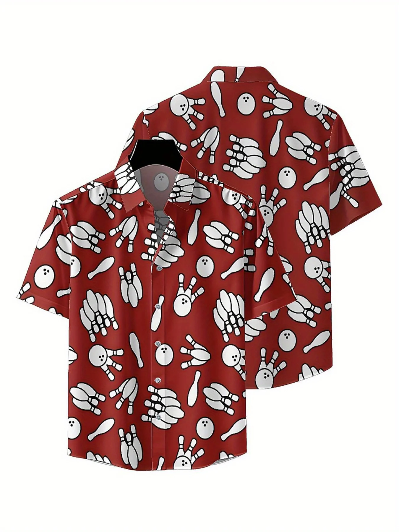 Men's Plus Size Hawaiian Shirts Flavored Bowling Balls pattern,New in Summer Fashion Tops,Hip Hop Rock Streetwear