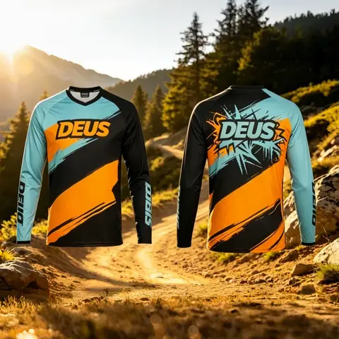 New DEUS EX MACHINA Men Breathable off Road Enduro Mountain Motocross Bike Jersey Riding Quick Dry Fitness Wear Cycling Top Y2K