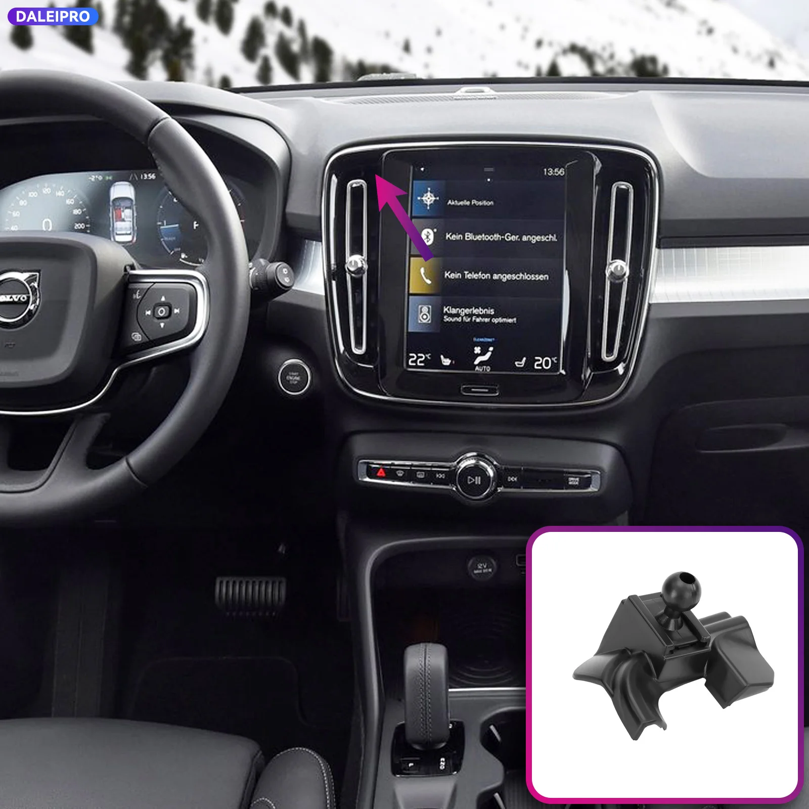 Supporto Telefono Specifico per Veicolo Volvo XC40 2018-2023 2024 2025 2026, Base per Montaggio Telefono Smart per Auto con Ricarica 66W, Accessori
