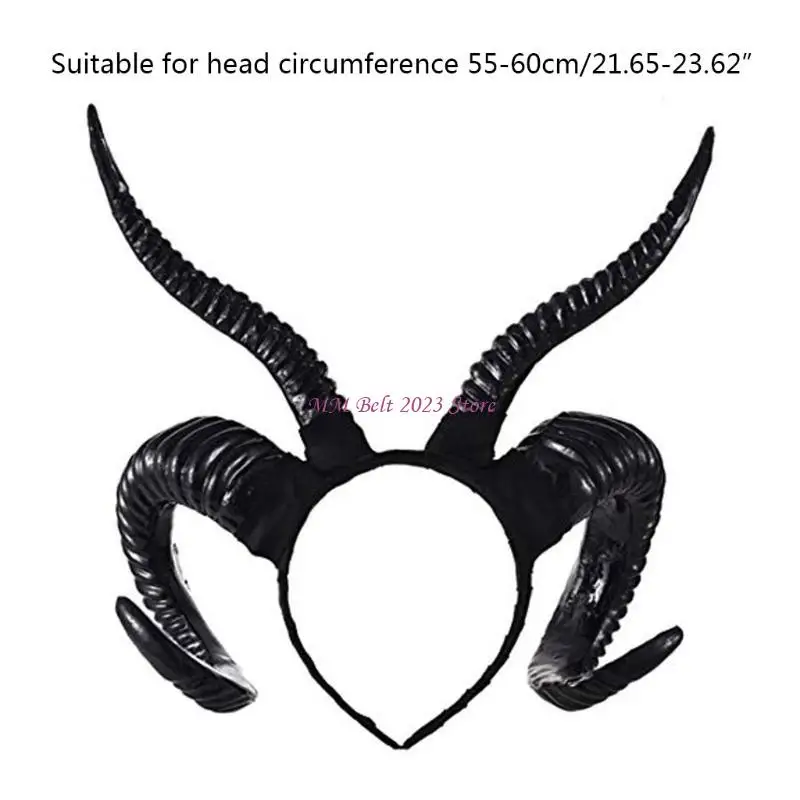49ME 소녀 양 경적 머리띠 황소 경적 머리 후프 할로윈 카니발 액세서리