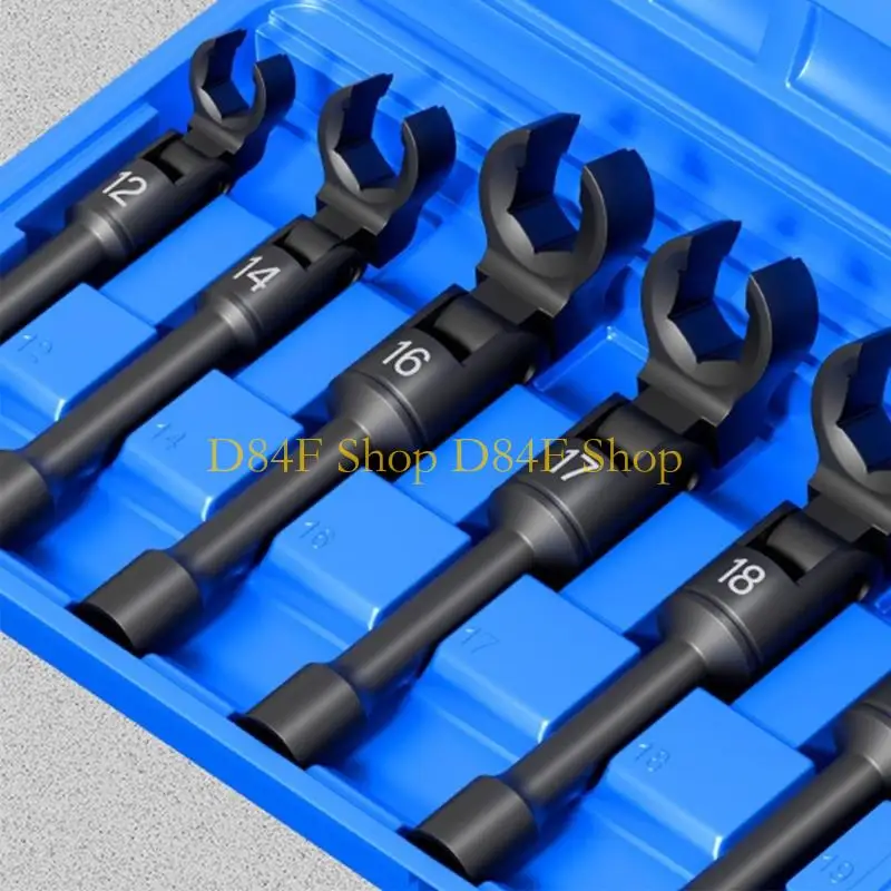 D84F 6Pcs Fuels Line Socket Wrench Fuels Pipe Socket Wrench For Injectors Removal With Flexible Head and Steel Construction