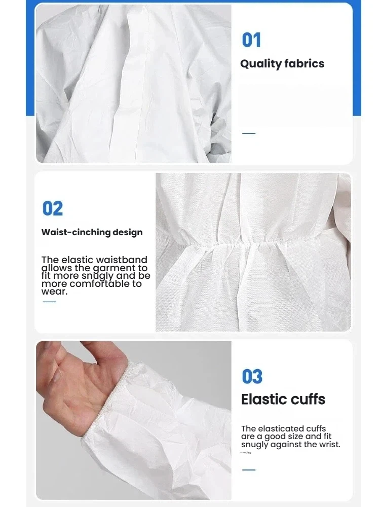 5Pcs Disposable White Sf Hooded Coveralls with Hood/Front Zipper/Elastic Cuffs, Individually Packaged, Lightweight and Easy to Wear, Unisex, Suitable for Industrial and Agricultural Applications, Available in Five Sizes: L-Xxxxl