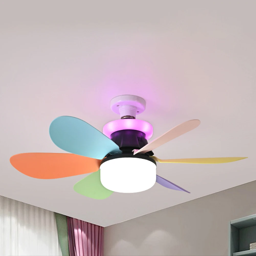 40W Ceiling Fans Lights RGB Dimmable Flush Mount Ceiling Fan Lamp Stepless Dimming Decorative Ceiling Fanlight for Living Room