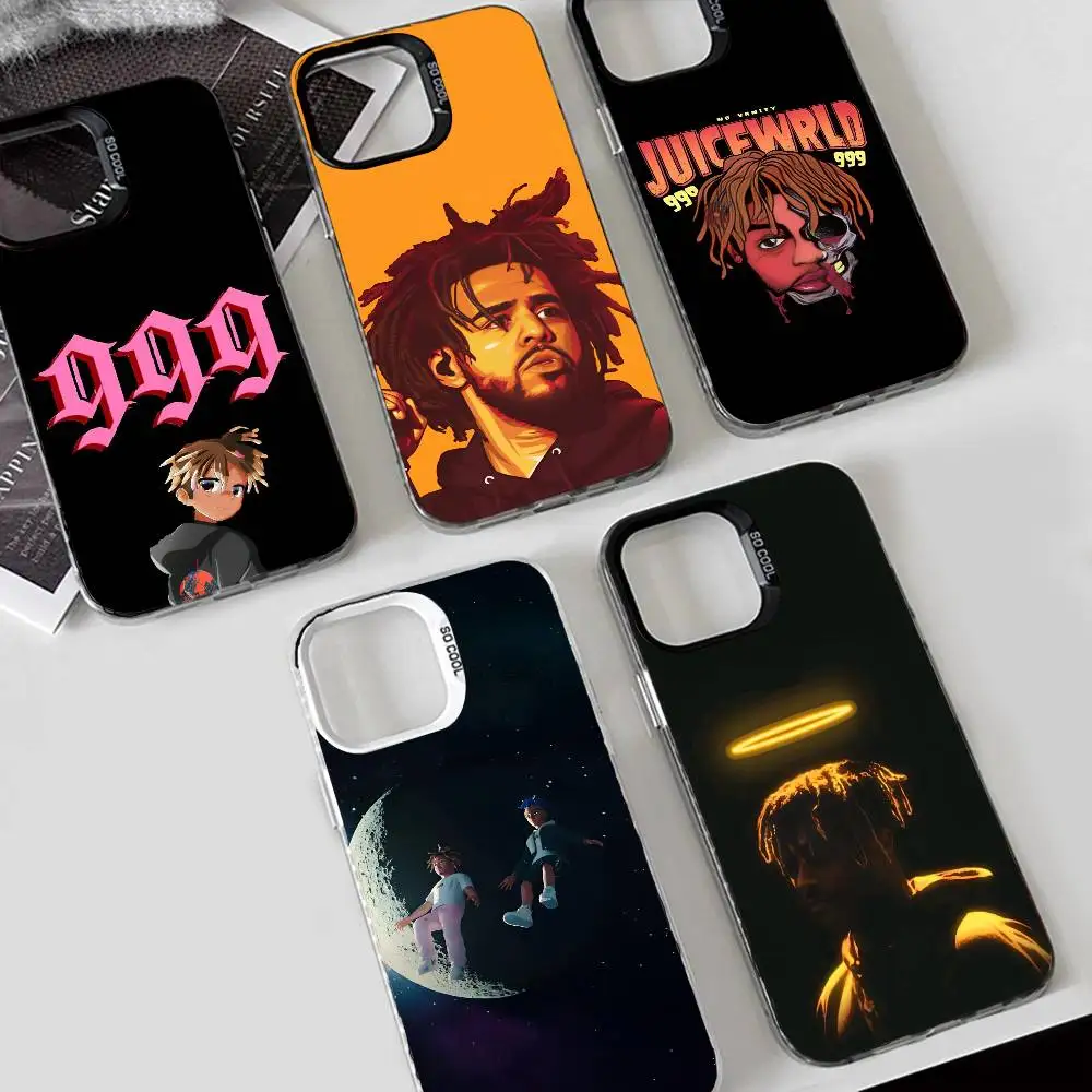 EPC Hip Hop J-Juice Wrld Fashion Phone Case IMD Color Silver Shell For IPhone 16 15 14 13 12 11 Pro Max Plus