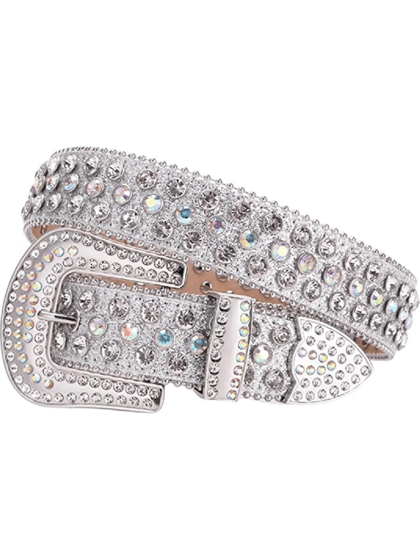 

Rhinestone Studded PU Leather Belt For Women Men Fashion Punk Hip Hop Accessory