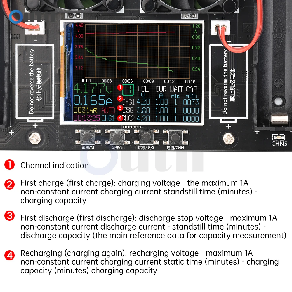 8-kanałowy tester pojemności baterii litowej 18650 Tester detektora mocy baterii 18650 Moduł automatycznego ładowania i rozładowania