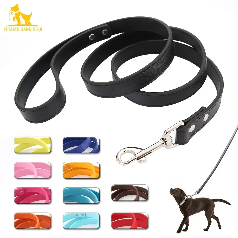 12 pcs/ lot Dog Leash Soild Color Leather Pet Walking Training Leads For Small Medium Large Dogs Cat In Collar And Harness 120cm