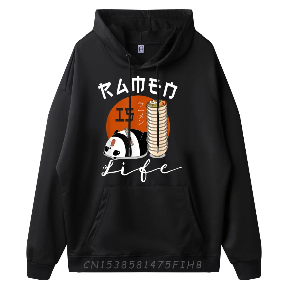 Ramen Is Life Japanese Noodle Soup Bowl Panda Chopsticks Green And White Graphic Hoodie Youth Natural Sale Mother's Day