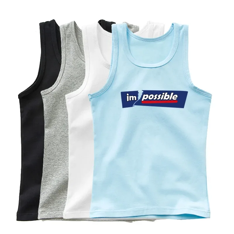 Boys Sleeveless Vest Kids Letter Print Summer 2025 Casual Tank Top Teenagers Singlet Children Camisoles Clothing