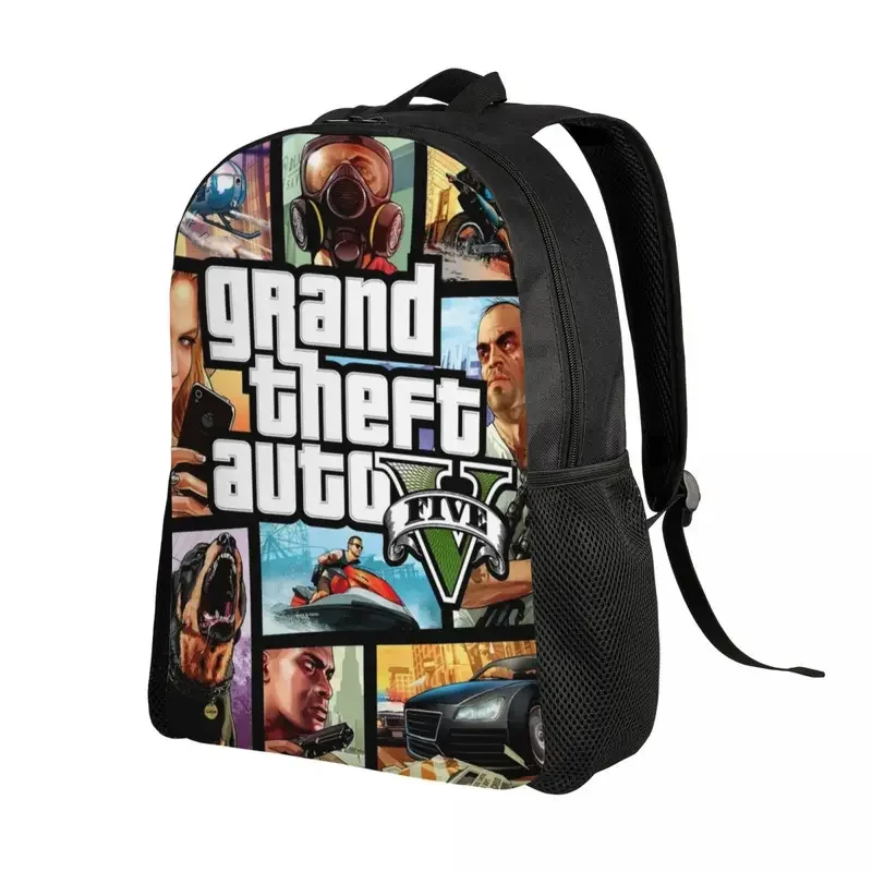 Custom Grand Theft Auto Collage Laptop Backpack Women Men Casual Bookbag for School College Students Adventure Game GTA Bags