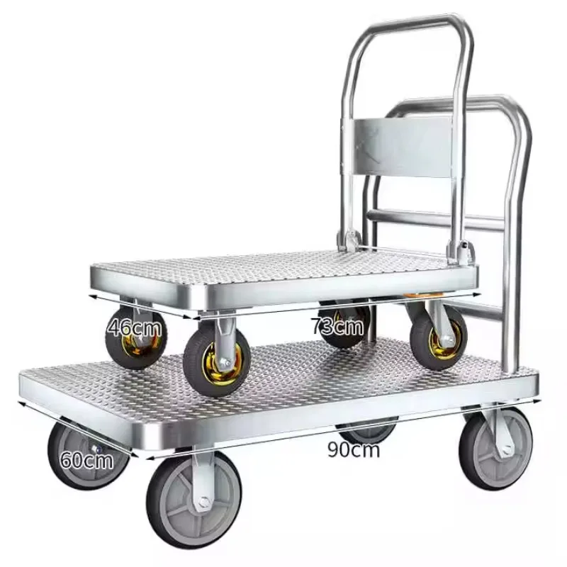 Quiet Folding Steel Cart 5 6 Inch Non Marking Wheels Light Push Pull Handle For Home Garage Grocery Shopping Apartment Use