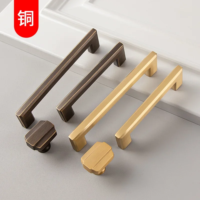 yesLight luxury modern American wardrobe handle brass solid drawer handle single hole versatile wholesale