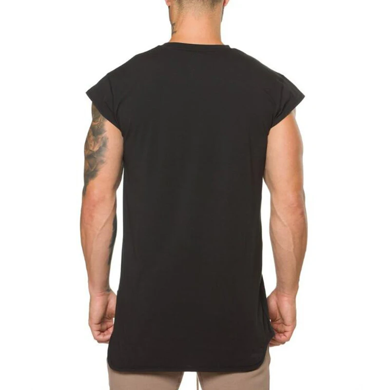 Solid Color Workout Muscle Shirts Gym Bodybuilding Cotton Breathable Small Sleeve T-shirt Mens Fitness Casual Hip Hop Tee Tops