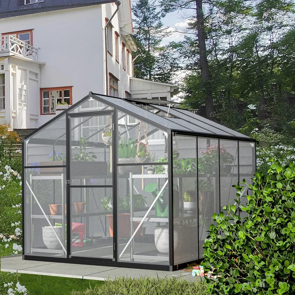 

Garden Buildings 6x8 Foot Polycarbonate Outdoor Greenhouse Upgraded with Heavy-duty Aluminum Frame Walk-in Greenhouse Garden