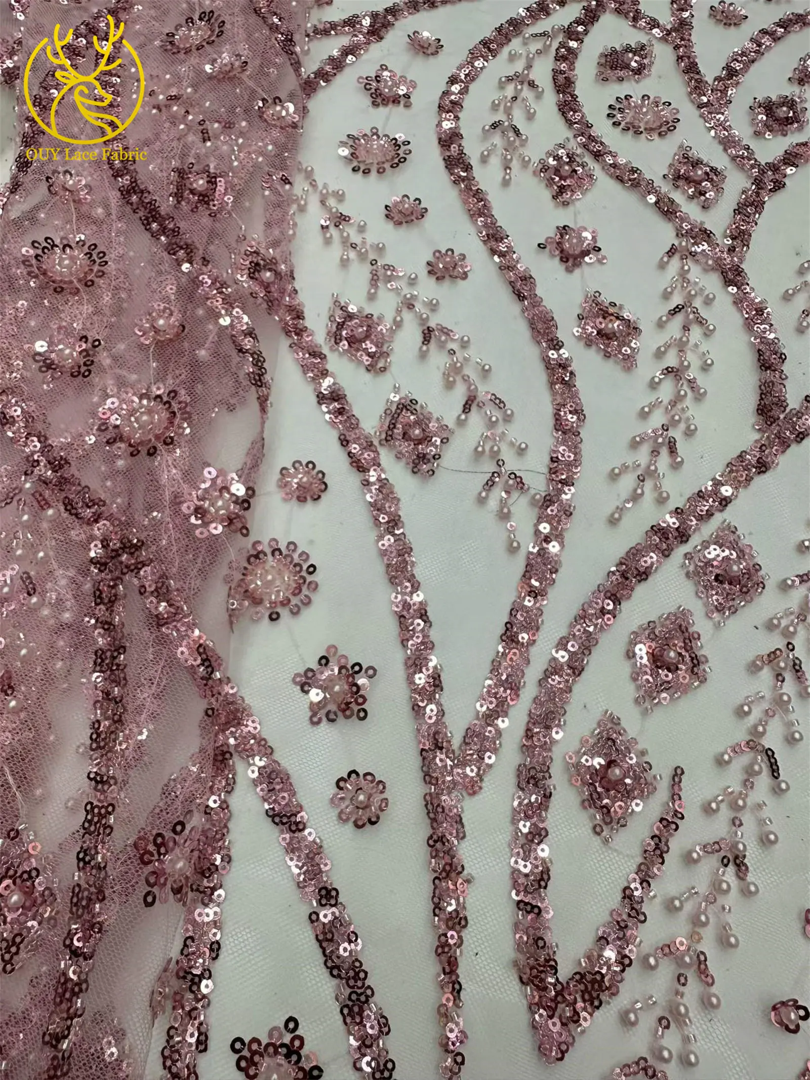 Schwarzer Afrikanischer Pailletten-Perlen-Spitzenstoff 2026 Modischer Nigerianischer Pailletten-Tüll-Spitzenstoff für Hochzeitskleider 5 Yards – Detail 15