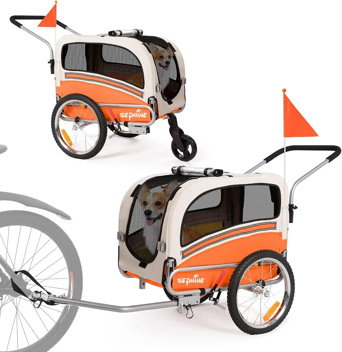 2 in1 Pet Bicycle Trailer with a 6