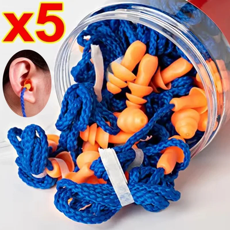 

Soft Anti-Noise Ear Plug Waterproof Swimming Silicone Corded Earplugs Anti Lost Reusable Earplug with Rope Hearing Protection