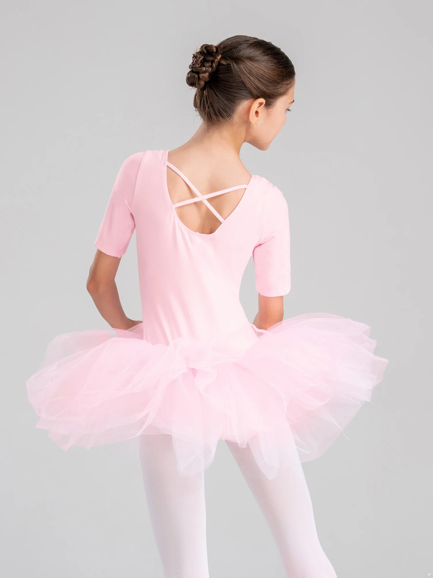 YiZYiF Girls Tutu Ballet Dress Leotard Dance Ballet Tutu Dress Ballerina Short Sleeve Cotton Ballet Dance Leotard Dress For Kids