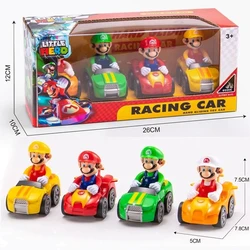 4pcs Super Mario Brothers Car Toys Kawaii Anime Figure Action Figure Model Luigi Car Figurine Christmas Gift for Kids