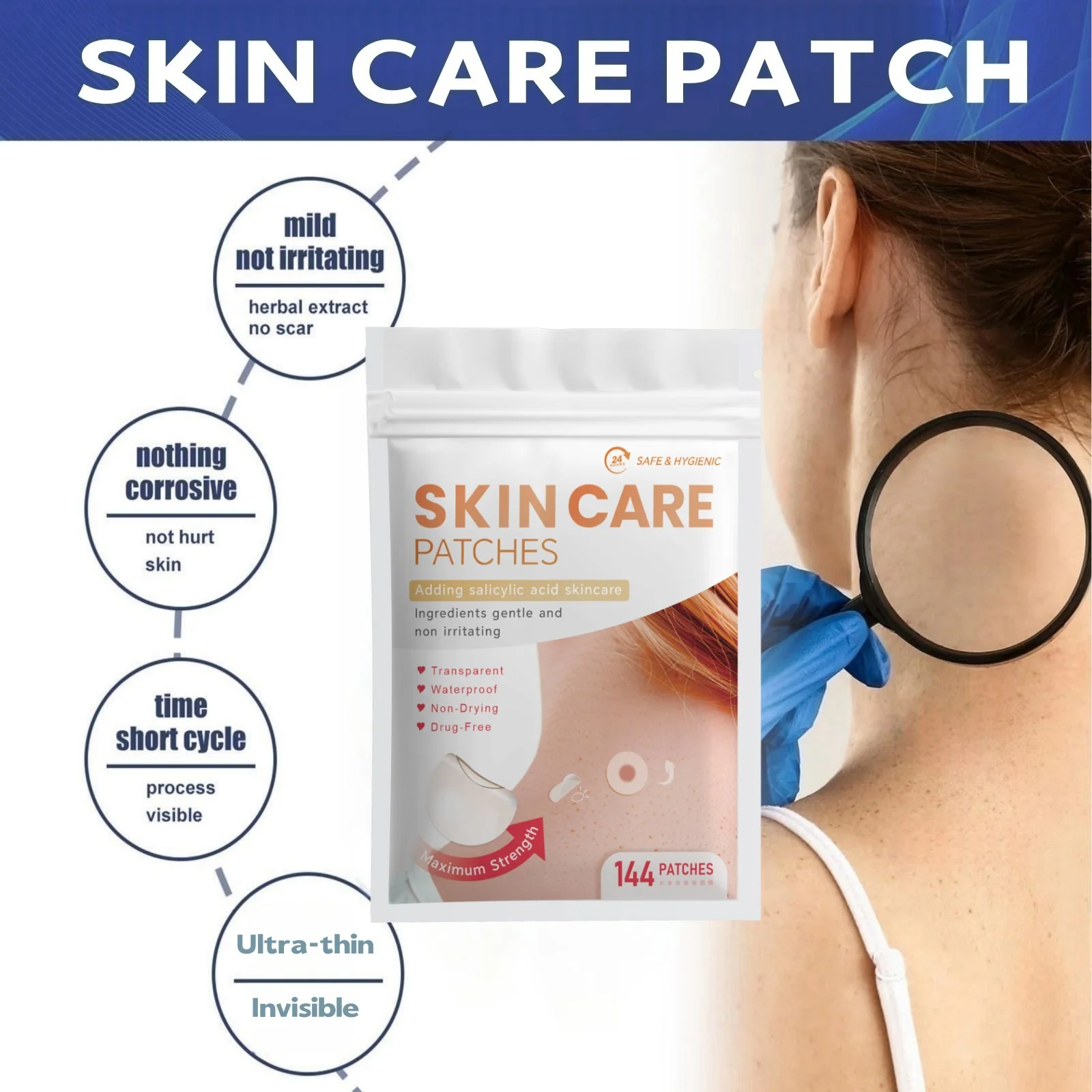 144 Skin Tag & Wart Cover Patches | Fragrance & Preservative-Free, Gentle for All Skin Types, Convenient for Hands, Feet & Knees