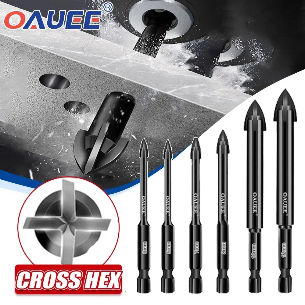 

OAUEE 1/3/5PCS Cross Hex Tile Bits Glass Concrete Hole Opener Efficient Universal Non-slip Electric Screwdriver for Bits Tool