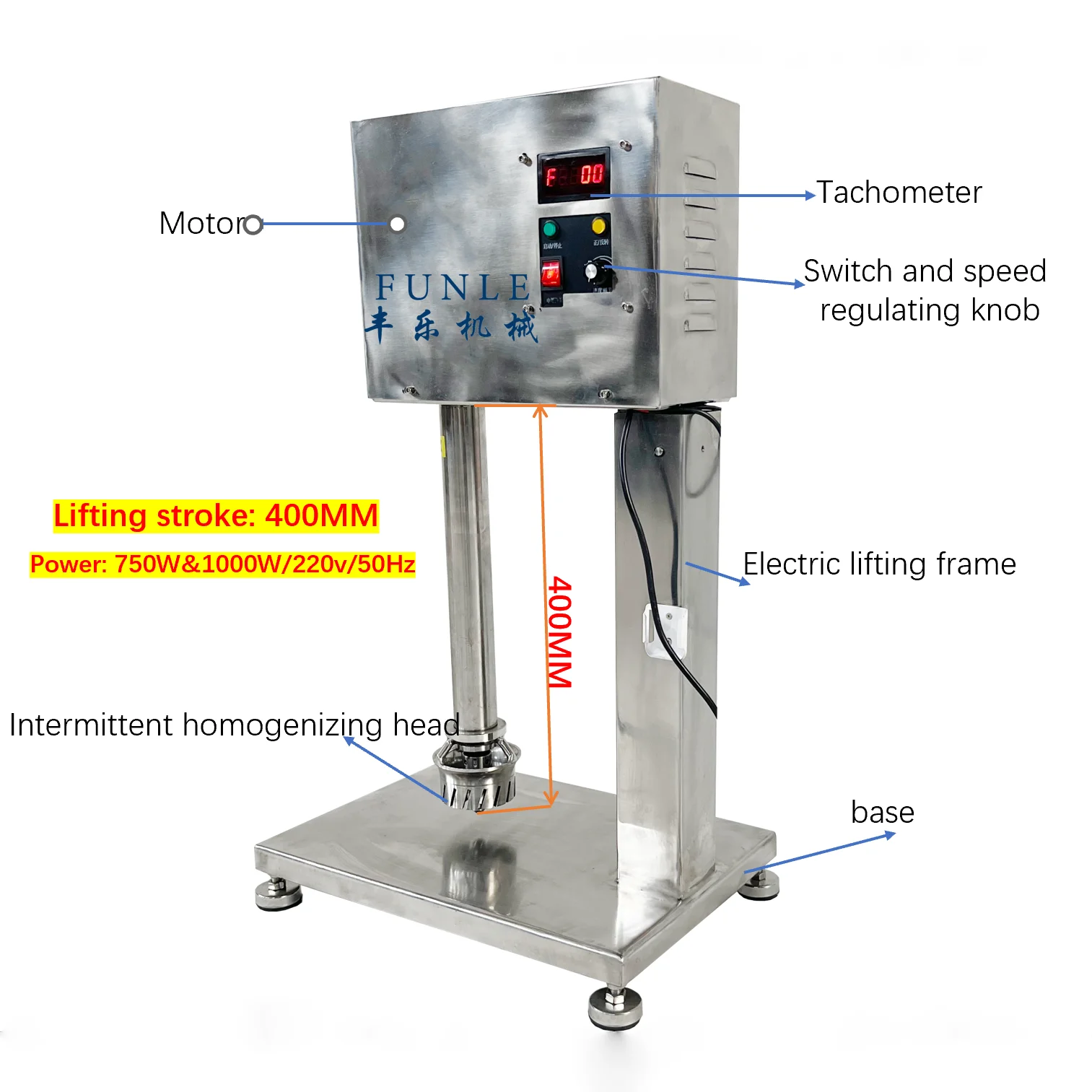 Hot sale stainless steel lifting type lab speed regulation high speed high shear mixer For cream Paste