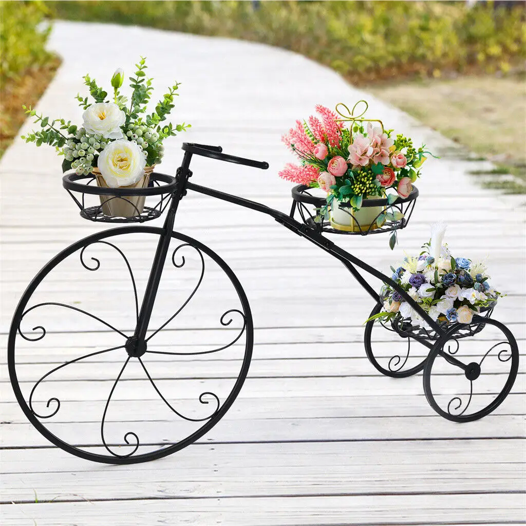 3 Tier Bicycle Plant Stand Metal Flower Pot Holder for Home Garden Patio