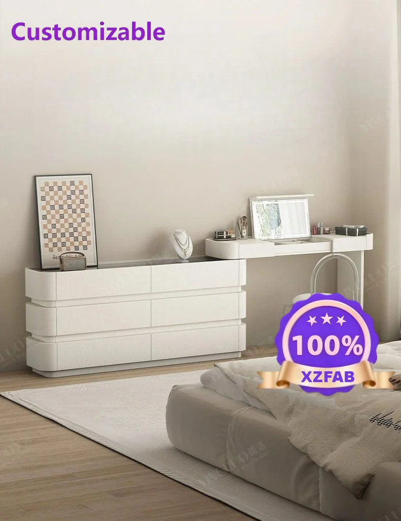 Factory Direct 2026 Bedroom Ultra-thin Dresser Bucket Cabinet Integrated 30cm Extremely Narrow Flap Retractable White Cream Wind
