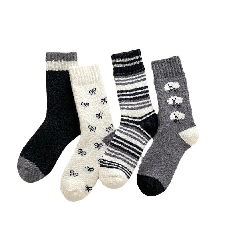 Sock Leisure Ankle Crew Fuzzy Extra-thick thigh-high Autumn Winter Wool Women Thickened Fleece Warm Looped Cashmere B2W111
