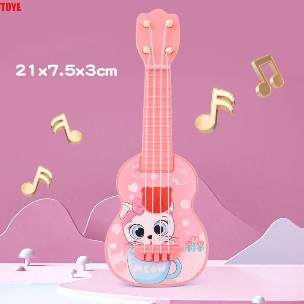 

4 Strings Simulation Ukulele Toy Adjustable String Knob Lion Dance Small Guitar Toy Durable Playable Musical Instrument Toy