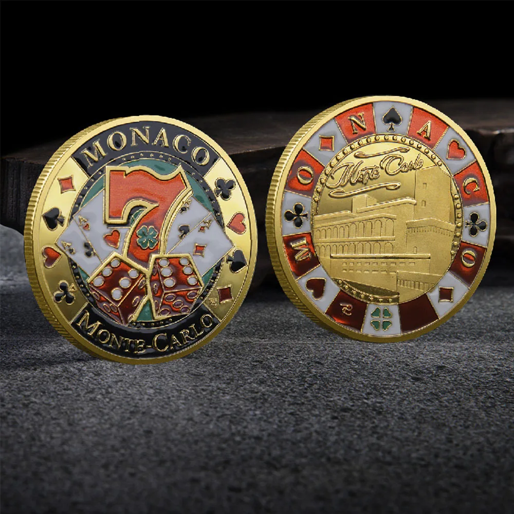 1pc Monaco Monte-Carlo Casino Lucky Coin Poker Chip Number 7 Commemorative Coin Poker Card Guard Challenge Token Gifts