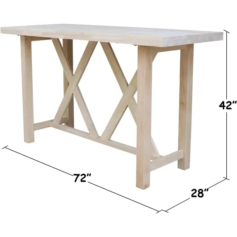 Mesa de altura de barra, hecha de madera dura maciza, lista para montar, no apta para uso comercial, solo para uso residencial