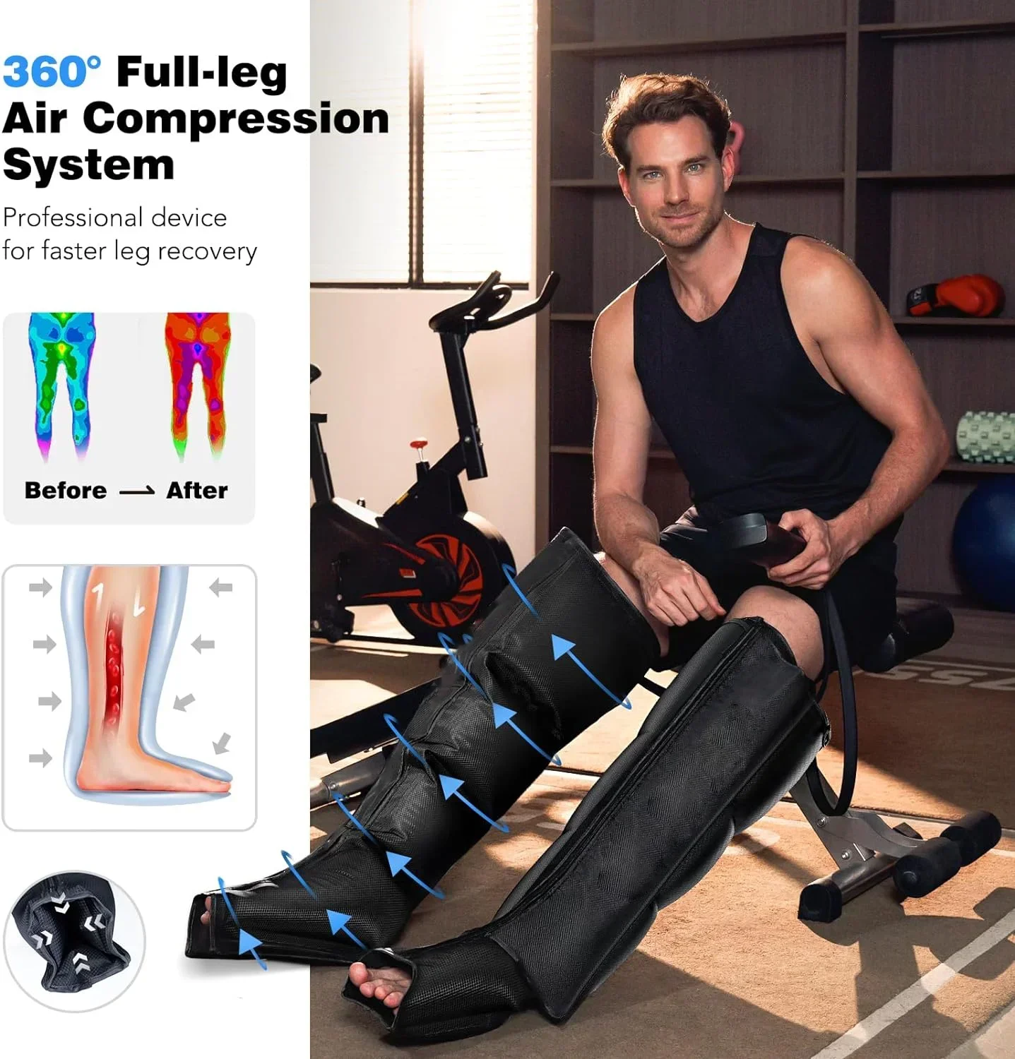 2024 Wireless 8 12 Chambers Recovery Pump Boots Massager,portable Muscular Sport Leg Air Compression Recovery Double Leg System