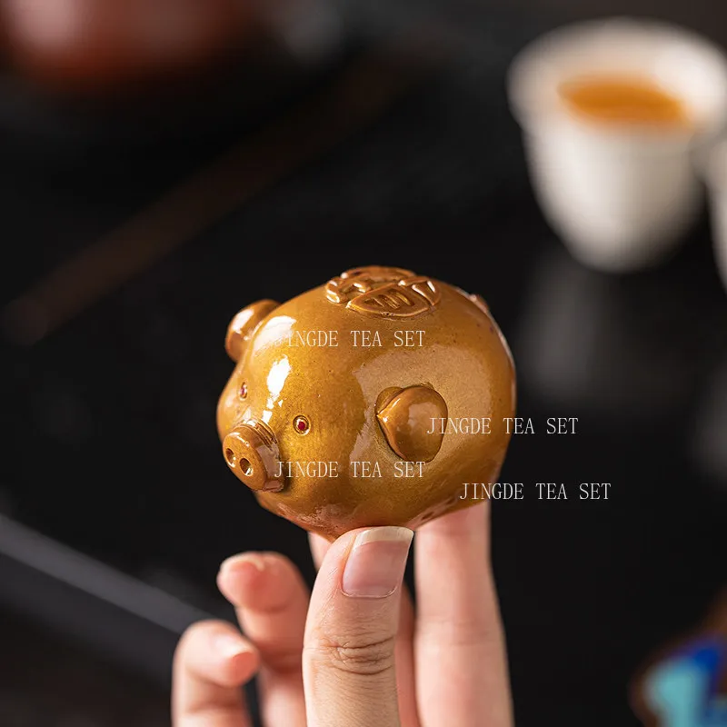 Color Changing Pig Tea Pet Lucky Cute Animal Ornament Chinese Desktop Tea Play Home Tea Ceremony Accessories Teaware