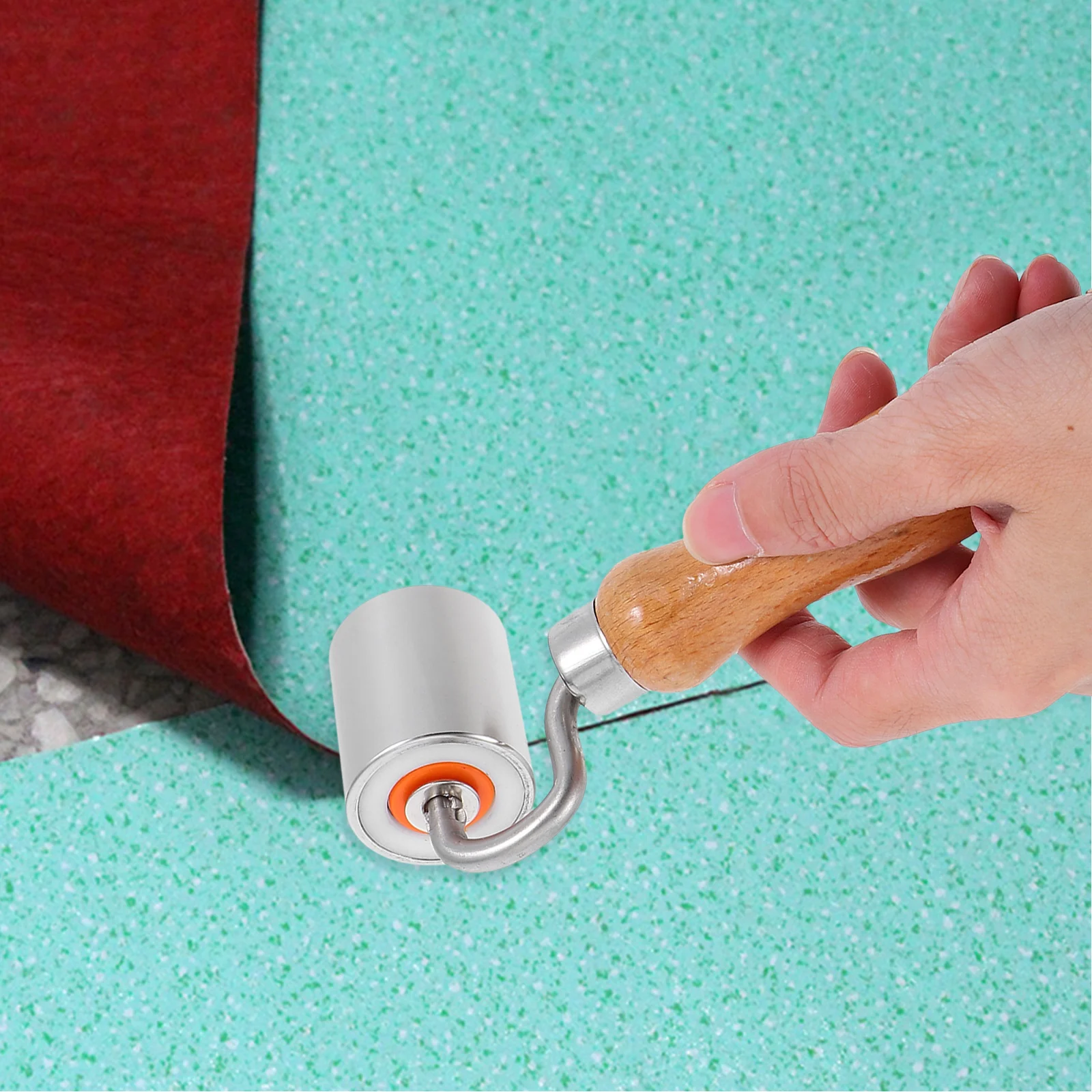 

Handheld Seam Roller Tool Stainless Steel Flat Seam Roller Wood Handle Wallpaper Smoothing Construction Decoration