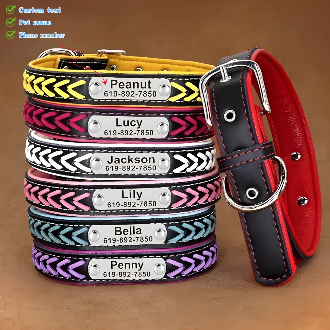 Collar de perro personalizado, Collar con etiqueta de perro grabado, Collar con placa con nombre para cachorro y gato, ajustable para perros pequeños, medianos y grandes, Pug