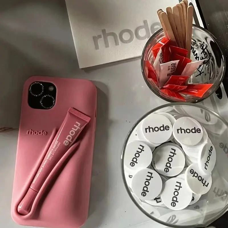 Lipstick Soft Silicone DIY R-Rhode Phone Case For iPhone 16 15 14 13 12 11 Pro Max Plus INS Soft Silica Gel Girl Hot Back Cover