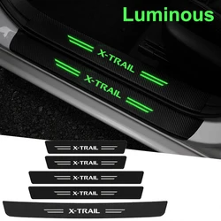 For Nissan X-Trail Logo Luminous Carbon Fiber Car Rear Trunk Door Threshold Sill Anti Kick Sticker Scuff Scratch Film Decals