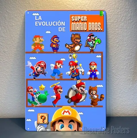 Super Bros Retro Video Game Metal Poster - Sign Size:20*30cm-aluminum