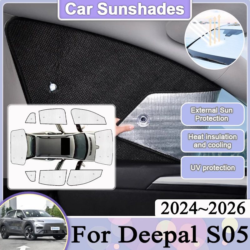 

Car Full Coverage Sunshade For Deepal S05 2024 2025 2026 Window Windshield Cover Anti-UV Visor Sticker Sun Shades Accessories
