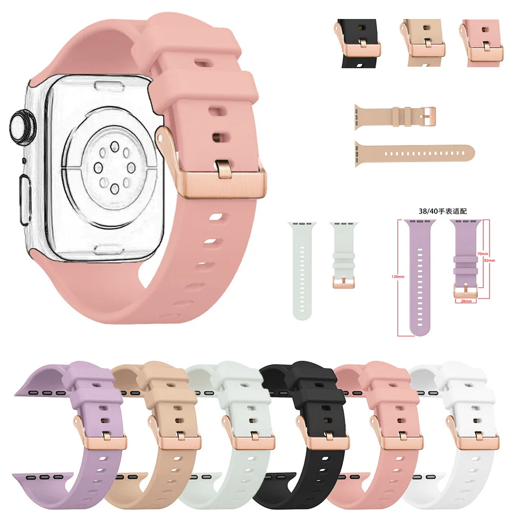 Strap For Apple Watch Band S10 42mm Silicone Bracelet Series 9 8 7 41mm 6 5 4 40mm SE 40mm Series 3 2 1 38mmWristband  Watchband