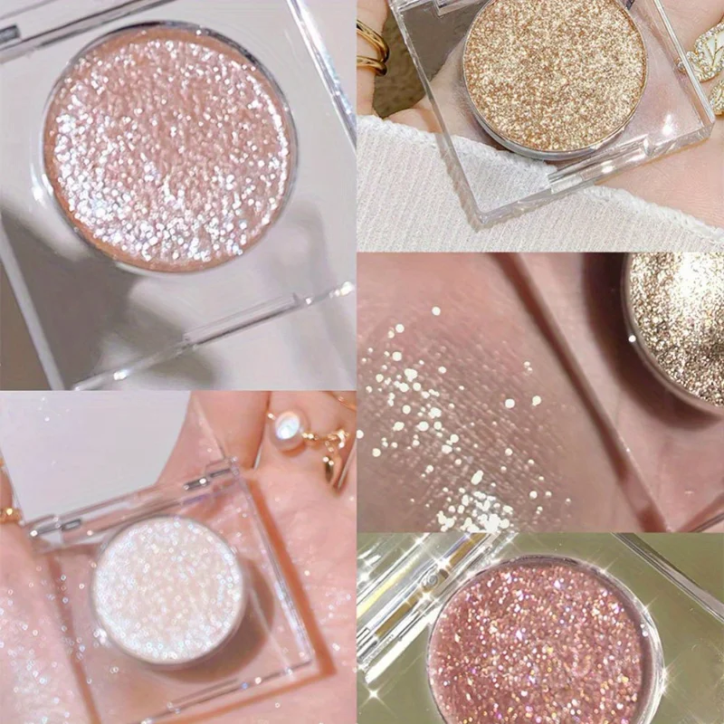 Shimmer Eyeshadow Palette Pearly Glitter Monochrome Eyeshadow Highlighter Brown Brightening Eye Makeup Shiny Makeup Cosmetics