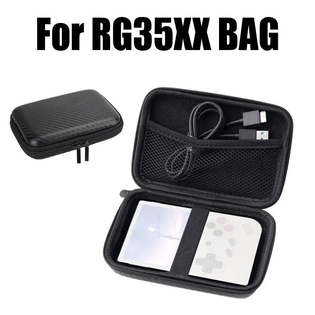 For RG35XX Game Console Storage Bag Carbon Fiber Texture EVA Portable Protective Case Anti-fall Protector Game Accessories