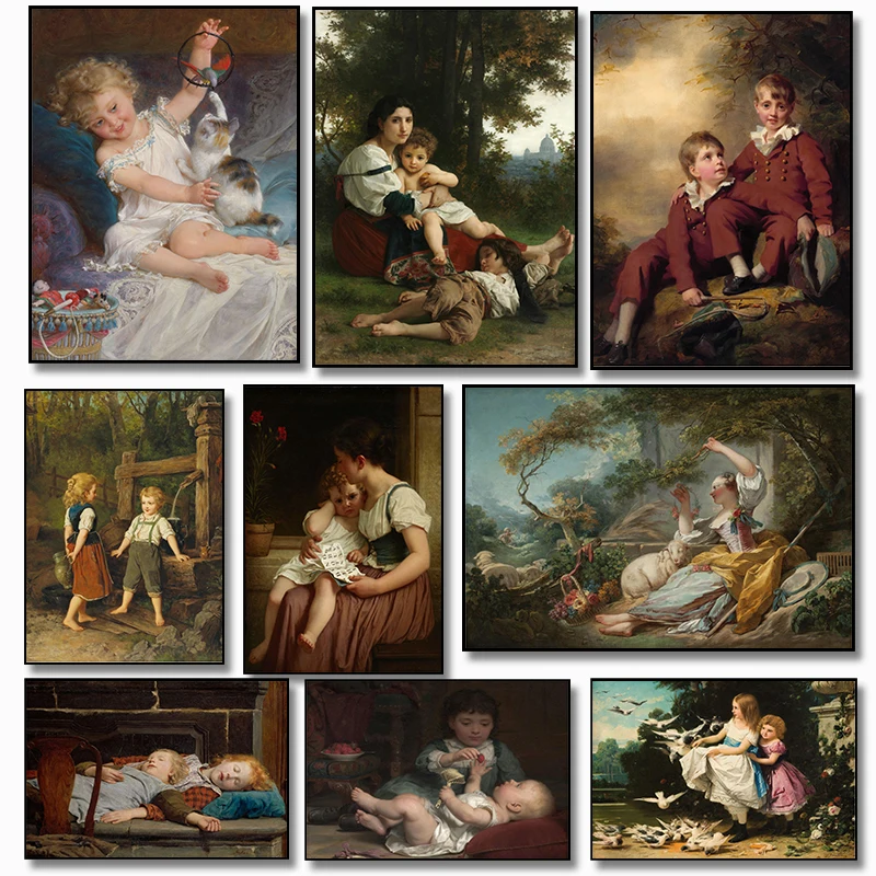 ويليام أدولفو بوجيرو عمل فني ولادة فينوس فتاة صبي خمر المشارك قماش لوحات صور فنية للجدران ديكور المنزل