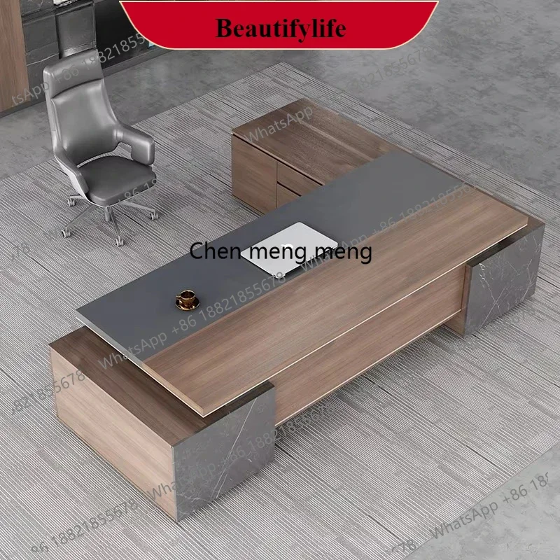 

M138Wholesale Luxury Modern Design CEO Office Desk Director Manager Wooden Office Table Convertible Panel Style