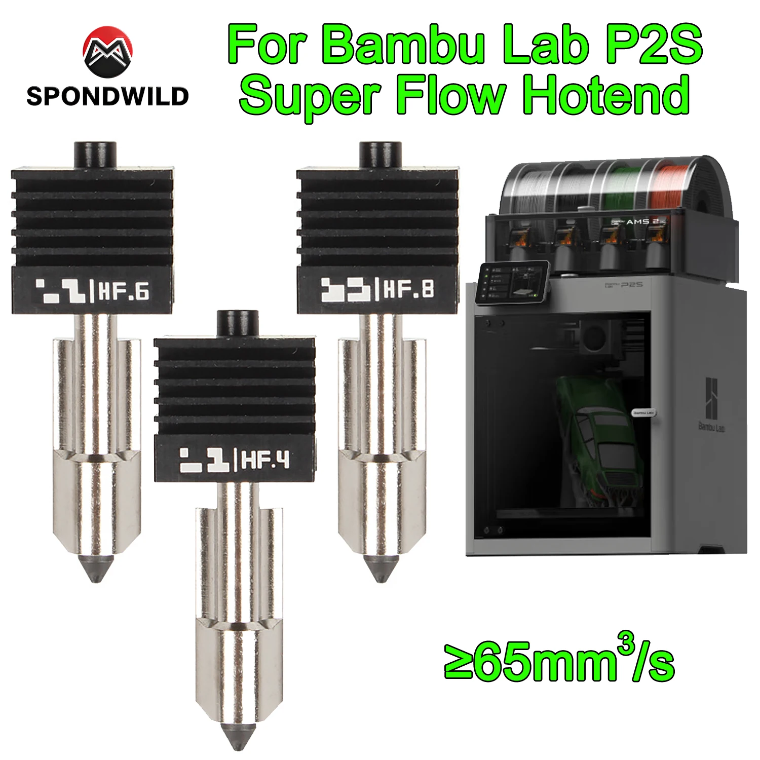 

SPONDWILD P2S Hotend For Bambu Lab P2S High Flow Hotend High Quality Fast Precise Printing Standard Hot End Removable nozzle